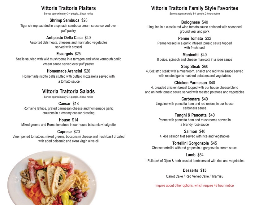 Family Style and Catering Menu